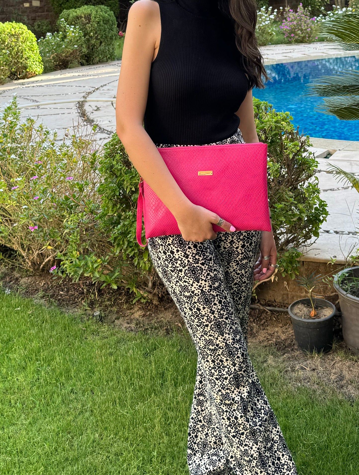 Hot pink clutch