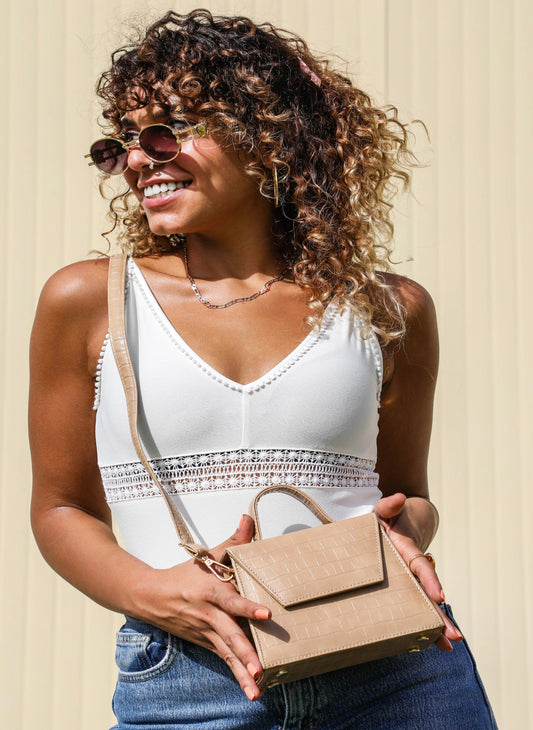 Beige Pauline Crocodile print